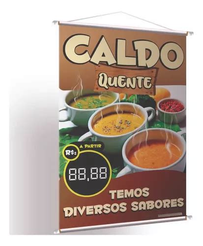 Placa Faixa Banner Aqui Tem Caldo Quente X Cm Mercadolivre