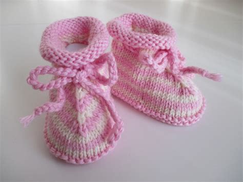 Rosa Gestreifte Babyschuhe Monate Gestrickt Aus Wolle Etsy De