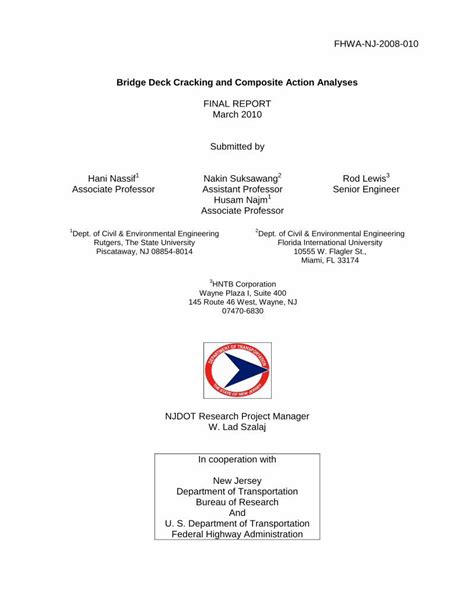 Pdf Bridge Deck Cracking And Composite Action Analyses · Bridge Deck Cracking And Composite