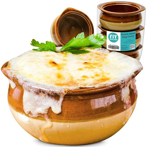 Packs French Onion Soup Crock Brown And Ivory Premium Ceramic