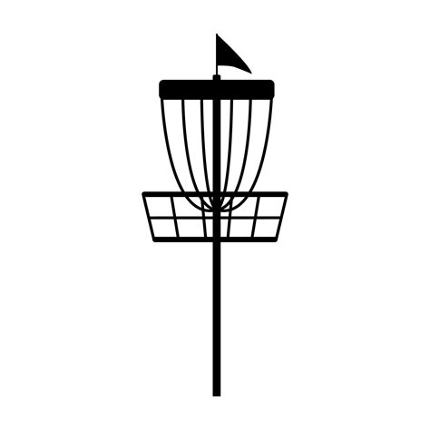 Disc Golf Basket With Flag Icon Vector Outline Illustration Isolated