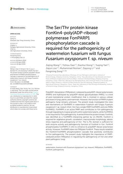 Pdf The Ser Thr Protein Kinase Fonkin Poly Adp Ribose Polymerase