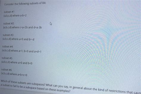 Solved Consider The Following Subsets Of R Subset Chegg