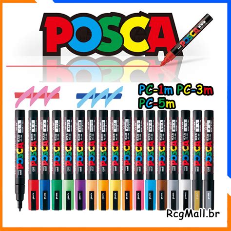 Posca Pc 1m3m5m Caneta Marcador Cores 1825 Mm Ponta MÉdia Caneta