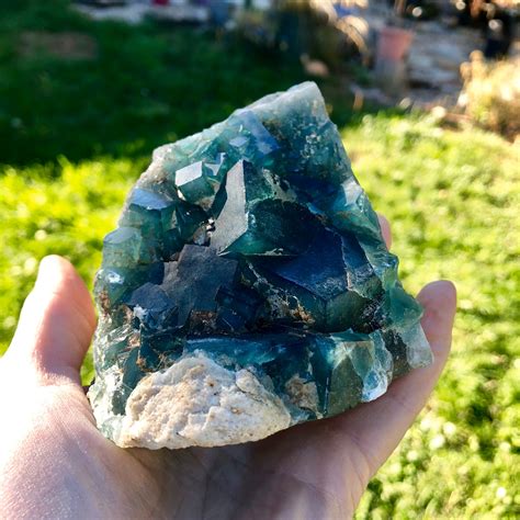 G Standing Green Cubic Fluorite Crystal Cluster Mineral Specimen