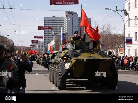 Victory Day Parade Street Procession 64 Th Anniversary Of The Soviet