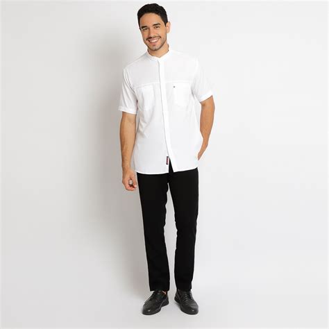 Jual Baju Muslim Pria Baju Koko Polos Kemeja Kantong Dua Lengan Pendek