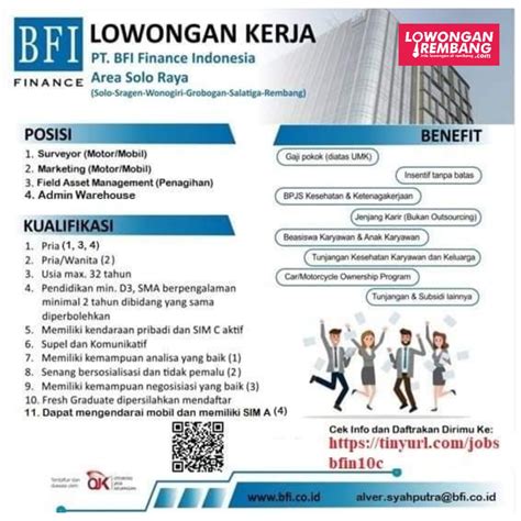 Lowongan Kerja Pt Bfi Finance Indonesia Rembang