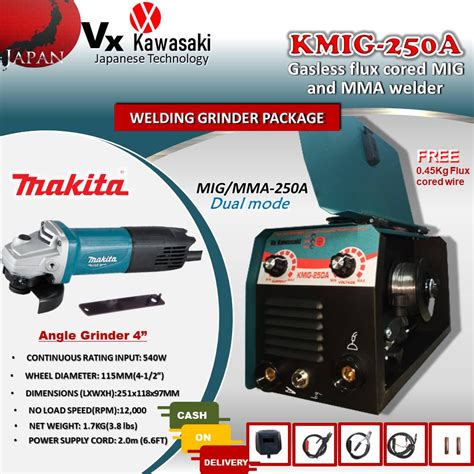 VX KAWASAKI 2IN1 Portable Inverter Welding Machine KMIG 250A ARC MMA