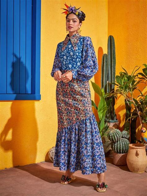 Frida Kahlo X Shein X Designer Pompi Garc A Vestido Sin Manga Con