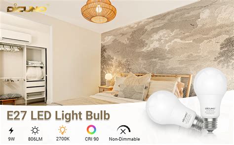 Dicuno E27 Screw Led Bulb 60 Watts Equivalent Warm White 2700k Large Screw In Light Bulb 9w