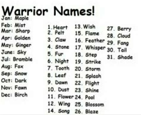 Warrior Name Gemerator Warriors Amino