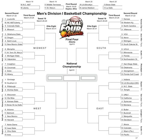 2011 Ncaa Tournament Bracket Pdf - printerrutor