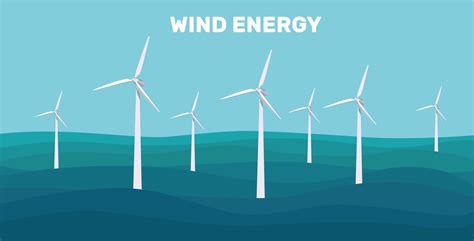 Onshore Wind Farms Green Energy Wind Turbines On The Sea In The Ocean Wind Turbines Vector