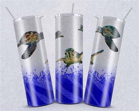 Glitter Ocean 20oz Skinny Tumbler Wrap Template Sea Turtles Tumbler