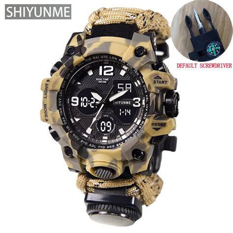 Shiyunme Military Sports Watch Men Led Digital Quartz Double Display