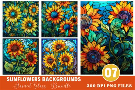 Stained Glass Sunflowers Backgrounds Graphic By Craft Fair · Creative