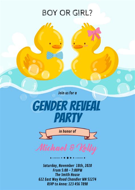 Duck Gender Reveal Invitation Template Postermywall