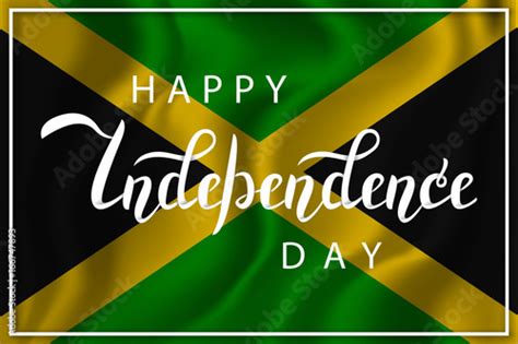 Vector isolated handwritten lettering for 6th August Happy Independence Day in Jamaica on the ...