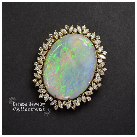 Ct Australian Precious Solid Semi Black Opal Diamond K Solid Gold