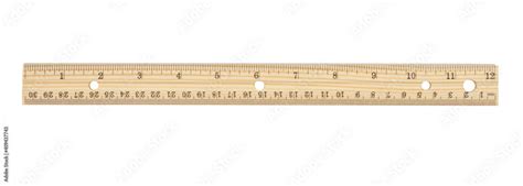 Retro wood 12-inch ruler isolated on white Stock Photo | Adobe Stock