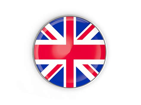 Round Button With Metal Frame Illustration Of Flag Of United Kingdom