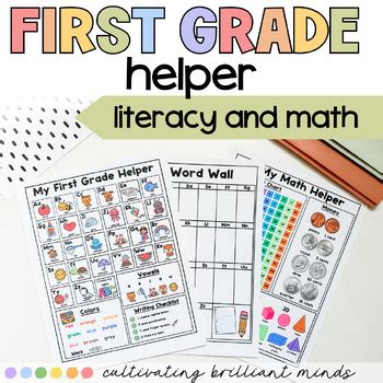 My First Grade Helper Math Ela Reference Sheet Homework Folder