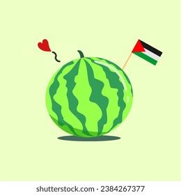 Watermelon Palestine Flag Isolated Background Watermelon Stock Vector ...