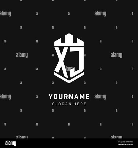 Xj Monogram Logo Initial With Crown And Shield Guard Shape Style Vector