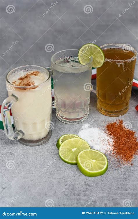 Horchata Water In Crystal Glasses Traditional Mexican Drink Agua