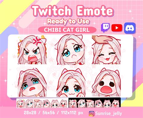 Twitch Emotes White Hair Blue Eyes Chibi Girl Twitch Etsy