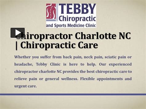 Ppt Chiropractor Charlotte Nc Chiropractic Care Tebby Clinic