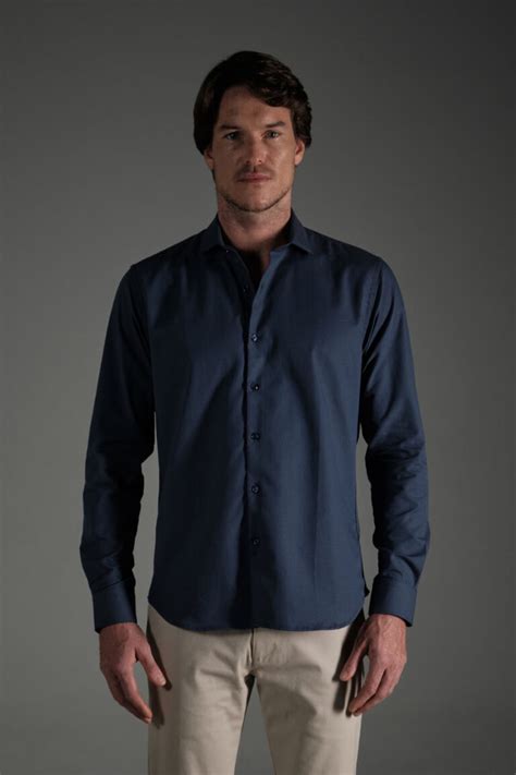 Camisa Classic Algodon Azul Mini Print Rafael Cure