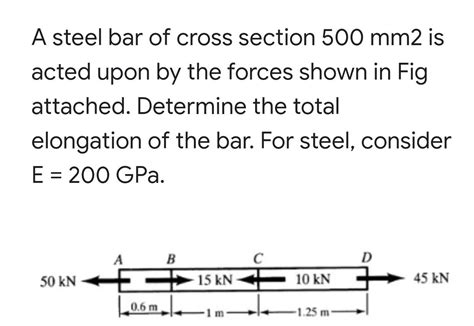 Solved A Steel Bar Of Cross Section 500 Mm2 Is Acted Upon By Chegg