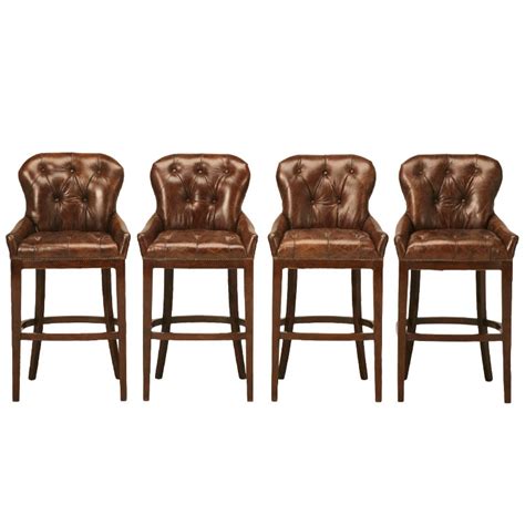 Amazing Set of 4 Vintage French Casino Tufted Leather Bar Stools at 1stDibs | vintage leather ...