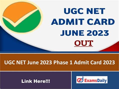 Ugc Net June 2023 Phase 1 Admit Card 2023 Out Download Nta Shift Wise