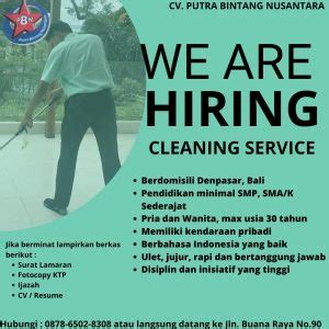 Lowongan Cleaning Service Di Cv Putra Bintang Nusantara Denpasar