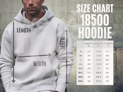 Gildan 18500 Hoodie Size Chart Gildan 18500 Size Chart - Etsy