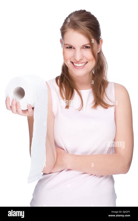 Woman With Toilet Paper Stock Photo Alamy