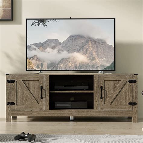 Cozy Castle Farmhouse Modern Tv Stand For 5560 Inch Tv Entertainment Center With Double Barn