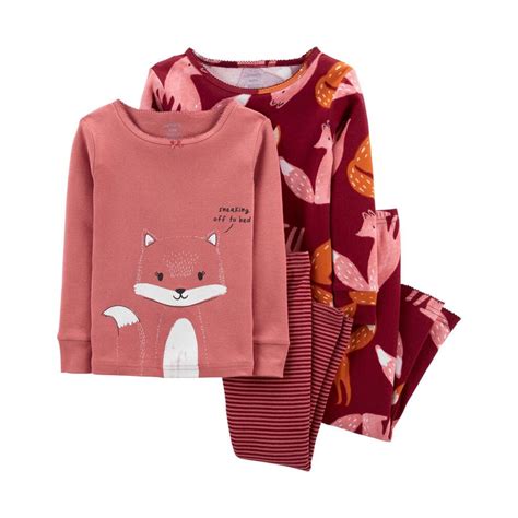 Carters Pijama 4 peças Raposa Manga Longa Original Tamanho 12M Infantil