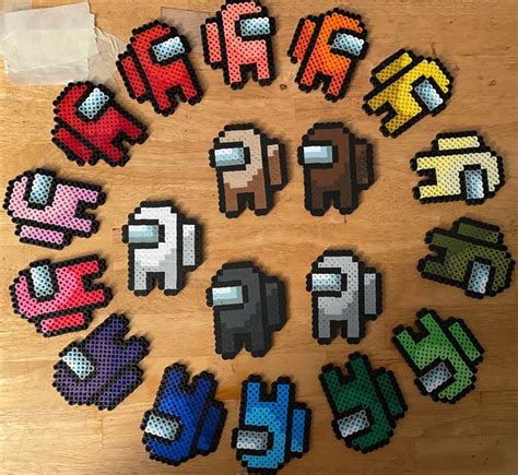 Among Us Keychain Perler Bead Pixel Art Sprite Etsy