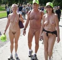 Old Couple Walking Nude At A Nude Parade And Showing Women S Hairy