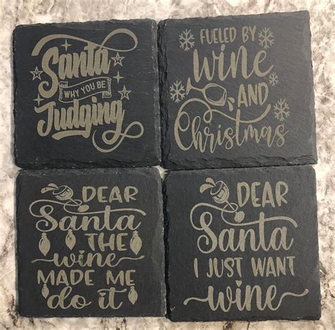 Different Design Christmas Coaster Set Slate Coasters Laser By