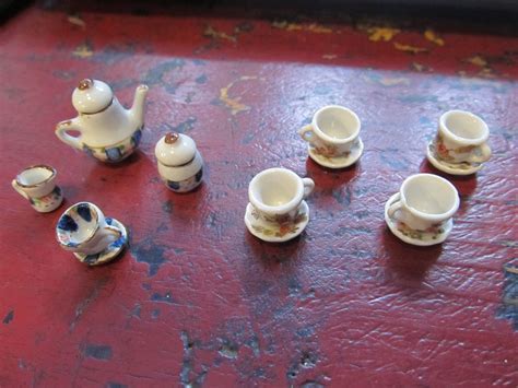 Tiny Vintage Miniature Floral Porcelain Tea Set Teacups Etsy