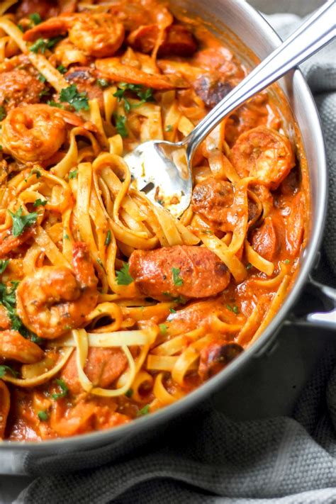 One Pot Creamy Cajun Shrimp Pasta With Sausage Is An Easy And Delicious