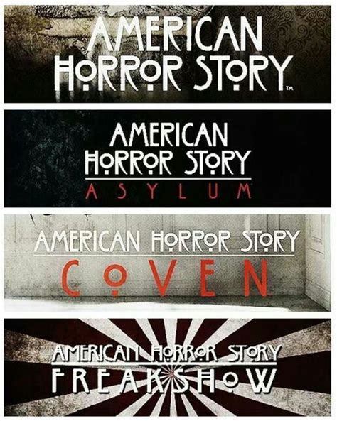 The American Horror Story Poster Is Shown In Three Different Colors And Font Styles Including