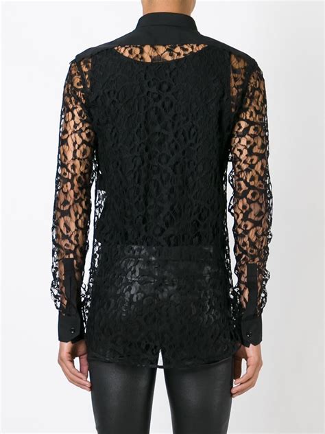 Lyst Saint Laurent Sheer Lace Shirt In Black For Men