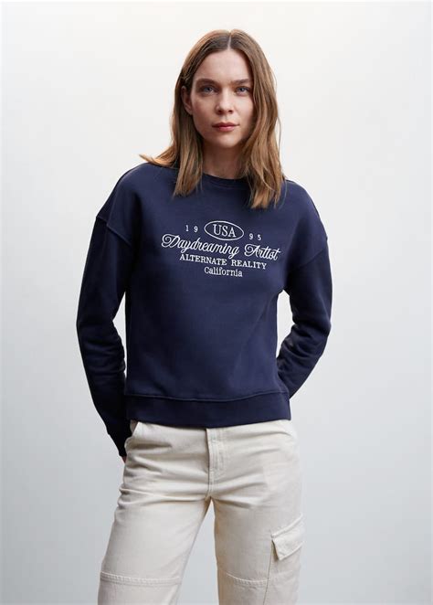 Embroidered Message Sweatshirt Women Mango Usa