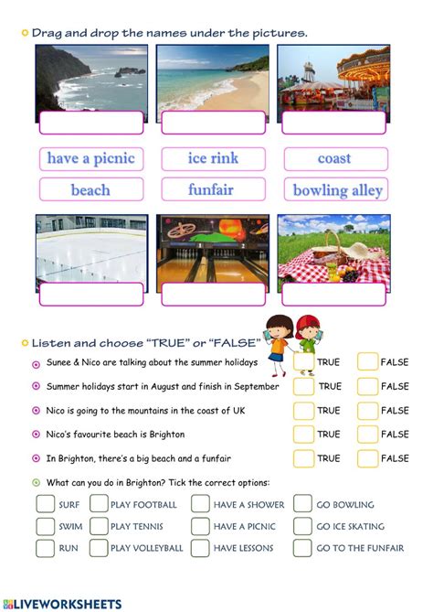 My Summer Holiday Activity My Summer Holidays English Esl Worksheets For Distance Learning And